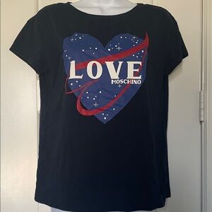 Moschino Navy Heart Graphic Tee